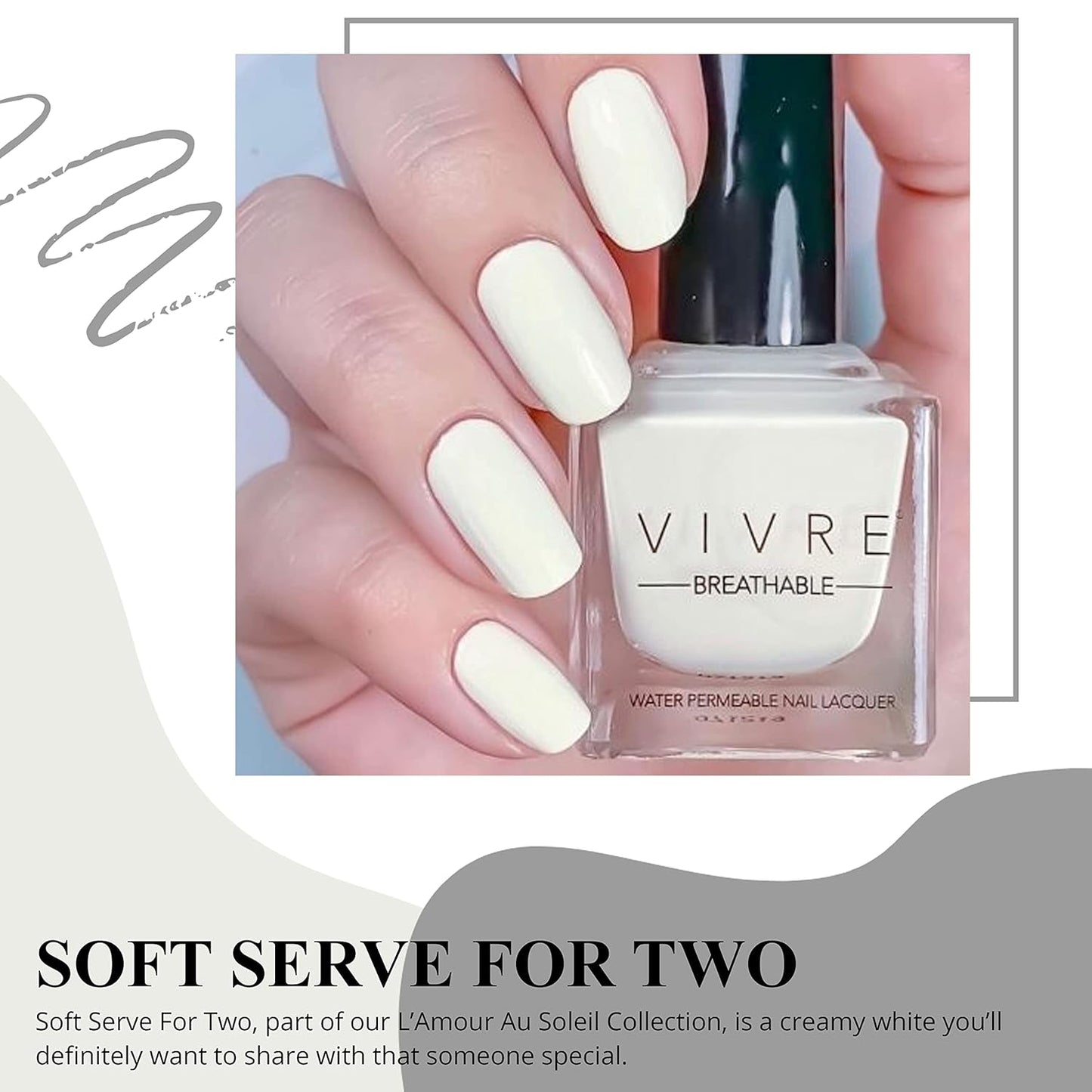VIVRE Cosmetics Nail Polish, Quick Dry and Shiny, Halal, Vegan and Non Toxic, Long Lasting, Certified Breathable and Water Permeable - Soft Serve For Two