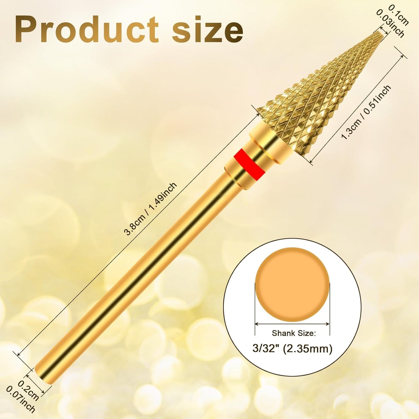 Diesisa 2 Pack Nail Drill Bits for Acrylic Nails, 3/32" Shank Drill Bits for Nails Professional Electric Nail Drill Bits for Home Salon/Fine+Medium Nail Bits - Nib-Gold