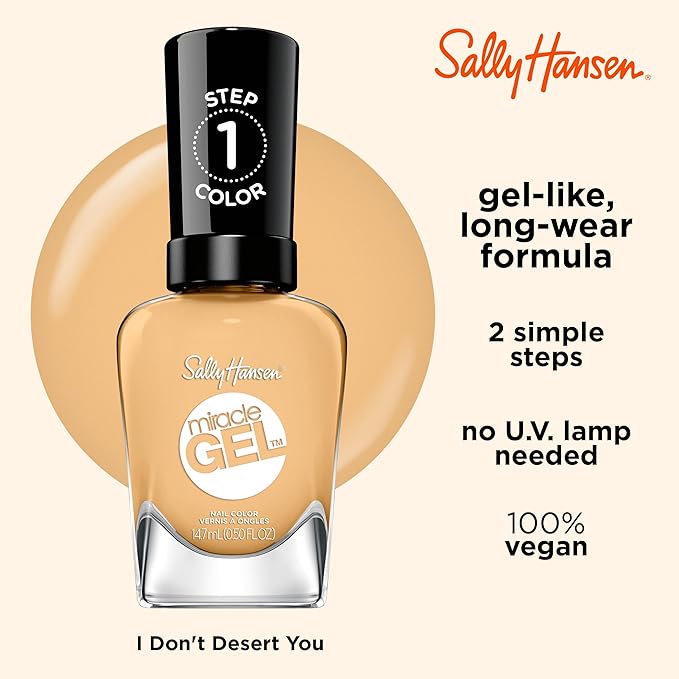 Sally Hansen Miracle Gel™, I Don't Desert You, Long Lasting, Gel-Like Formula, No UV Lamp Needed, Nude Nail Polish