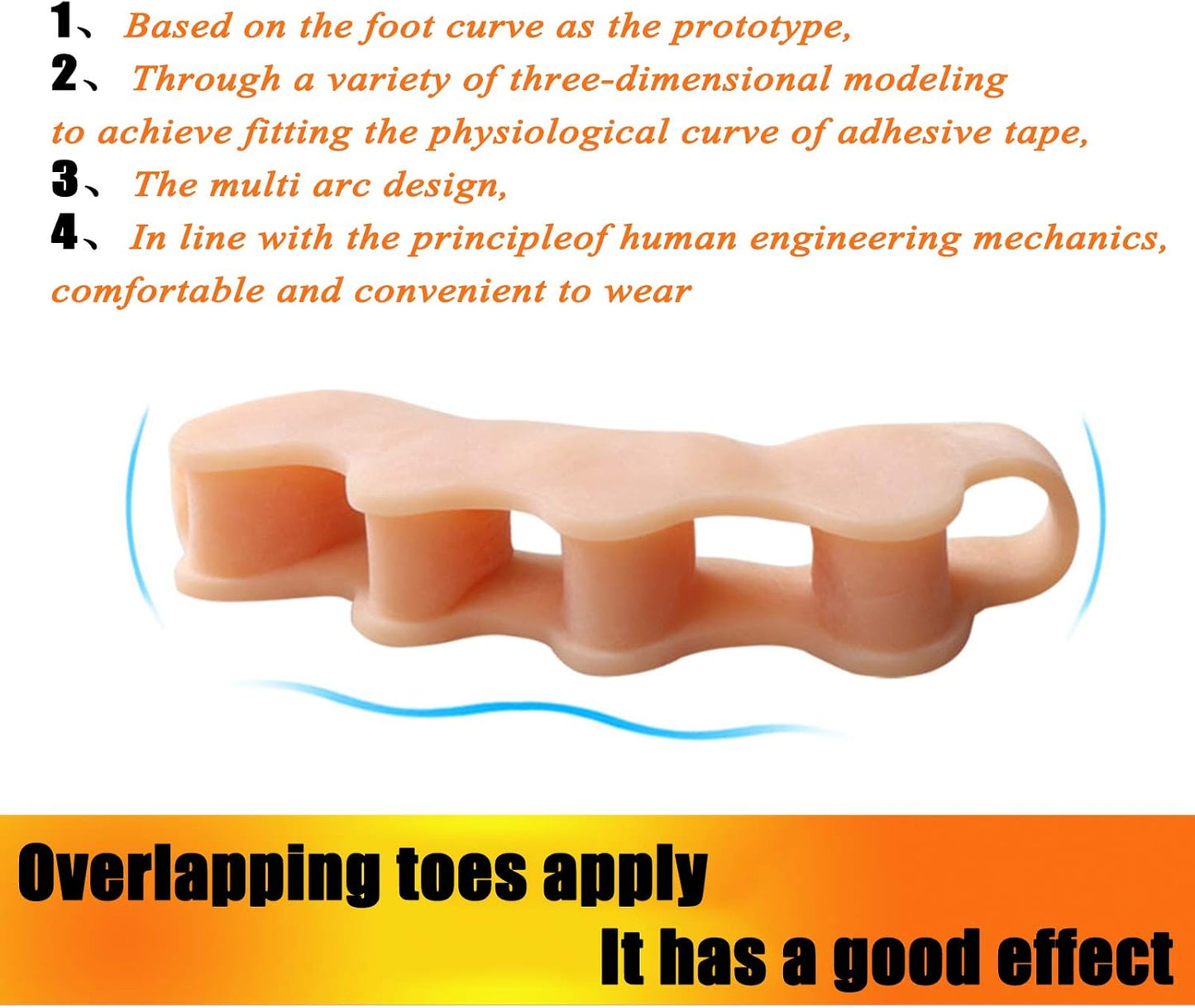 Toe Separators & Spacers,Use for Health & Beauty Pedicures,Plantar Fasciitis, Hammer Toes, Claw Toes & Other Foot Conditions,Pedicures for Men and Women(2 Pcs) - Beige