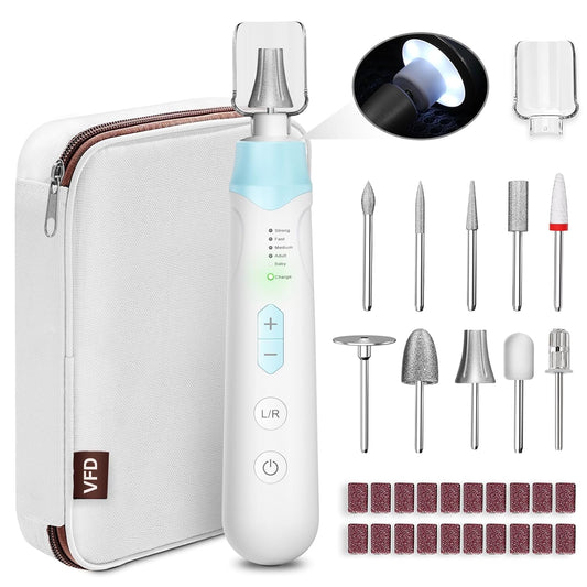 Electric Nail File Drill, Cordless 2000 mAh Rechargeable Nail Filer Electric, Portable Nail Dril Machine Drill for Nails Acrylic Manicure and Thick Toenails Buffer Grinder Care Professional (Blue)