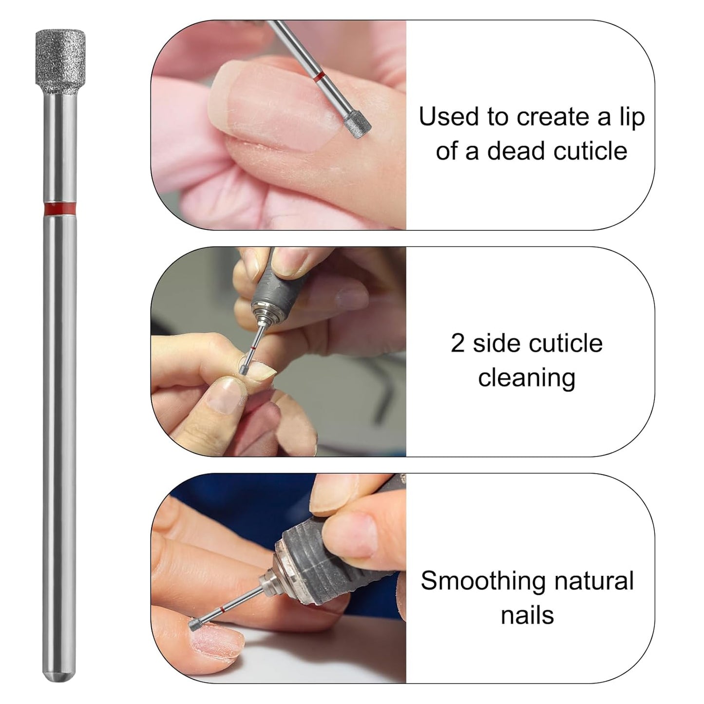 Cuticle Clean Nail Drill Bit 3/32'',Russian Manicure Drill Bits Professional Safety Carbide Under Nail Cleaner Nail Bit for Cuticle Dead Skin Nail Prepare, Manicure Nail Salon (Fine)