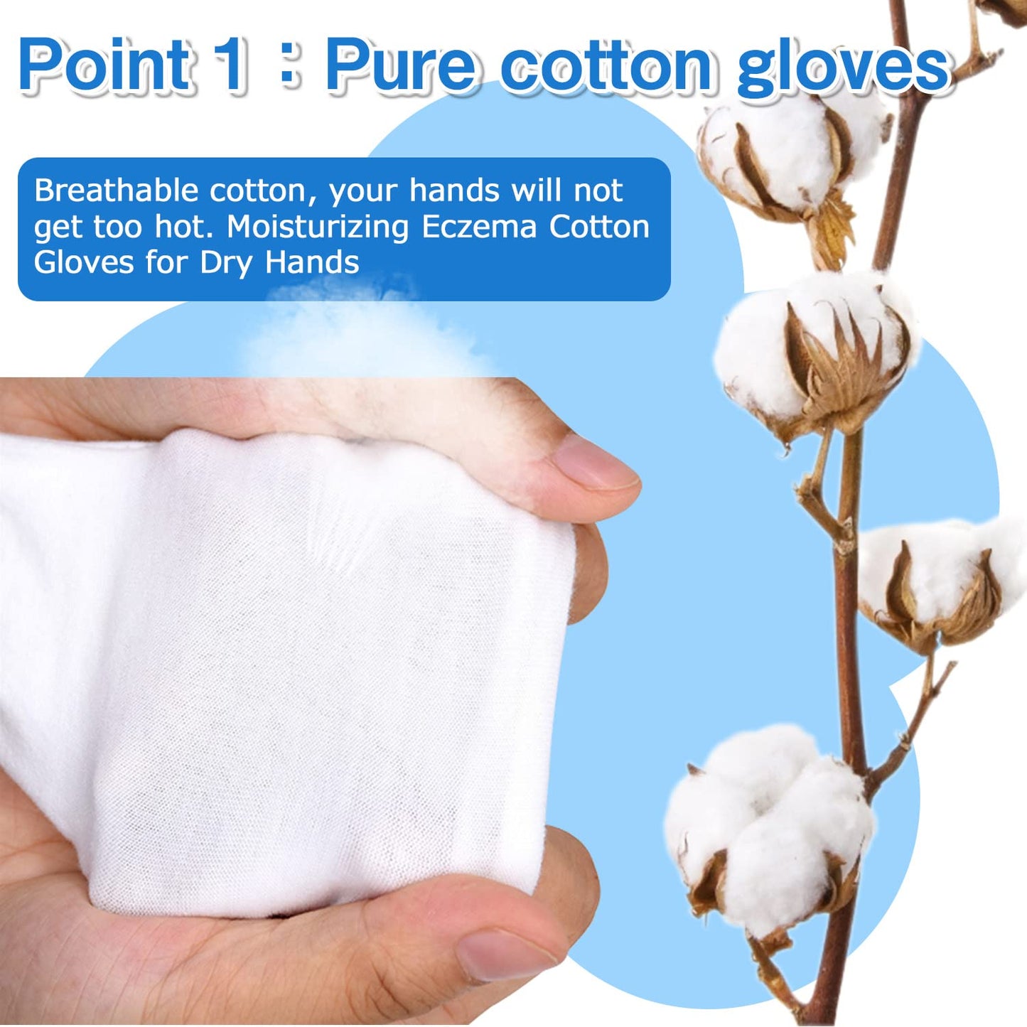 24pcs White Cotton Gloves, Cotton Gloves Eczema for Dry Hands White Gloves Women and for Men Washed Glove Liners for Spa Lotion Coin Jewelry Silver Inspection(XL)