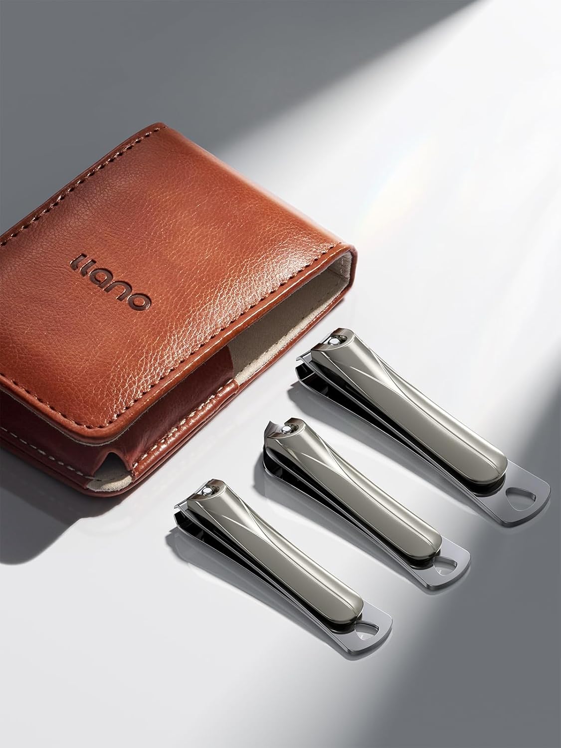 llano Nail Clippers, 3PCS Nail Clipper Set with Fingernail Clippers, Slant Nail Clippers, Professional Nail Clippers for Men and Women, Premium German Steel Nail Cutter with Leather Case