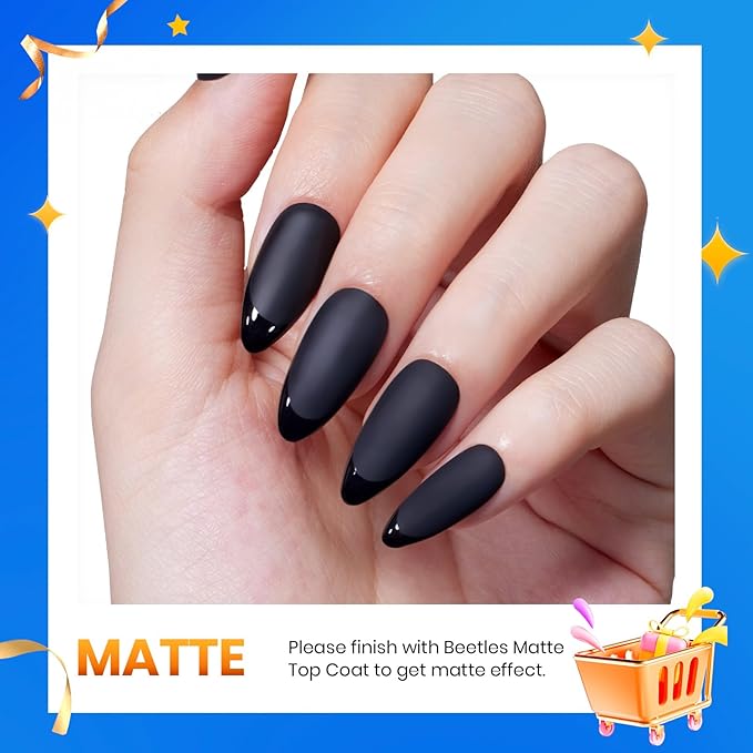 Beetles Black Gel Polish, 1 Pcs 15ml Audrey Black Nail Polish Color Gel Nail Polish Halloween Nails Soak Off Art Manicure Salon DIY Uv Lamp Nail Design Decoration at Home