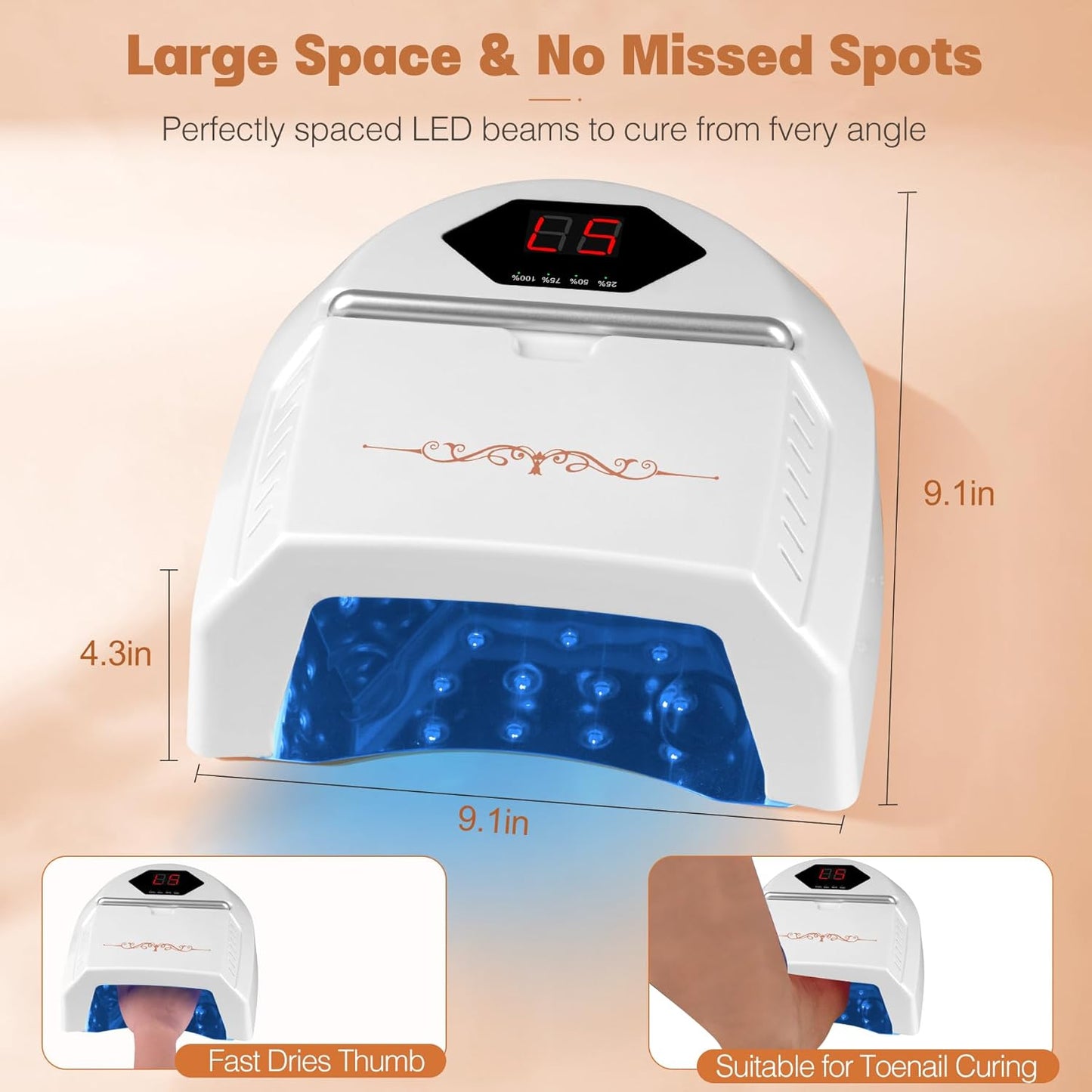 UV LED Nail Lamp Rechargebale, 72W Cordless Gel Nail Lamp with Fan Professional Nail Lamps for Gel Nails Nail Dryer with 45 Beads, Perfect for Salon Manicure, Pedicure, Home DIY Use (Pure White)