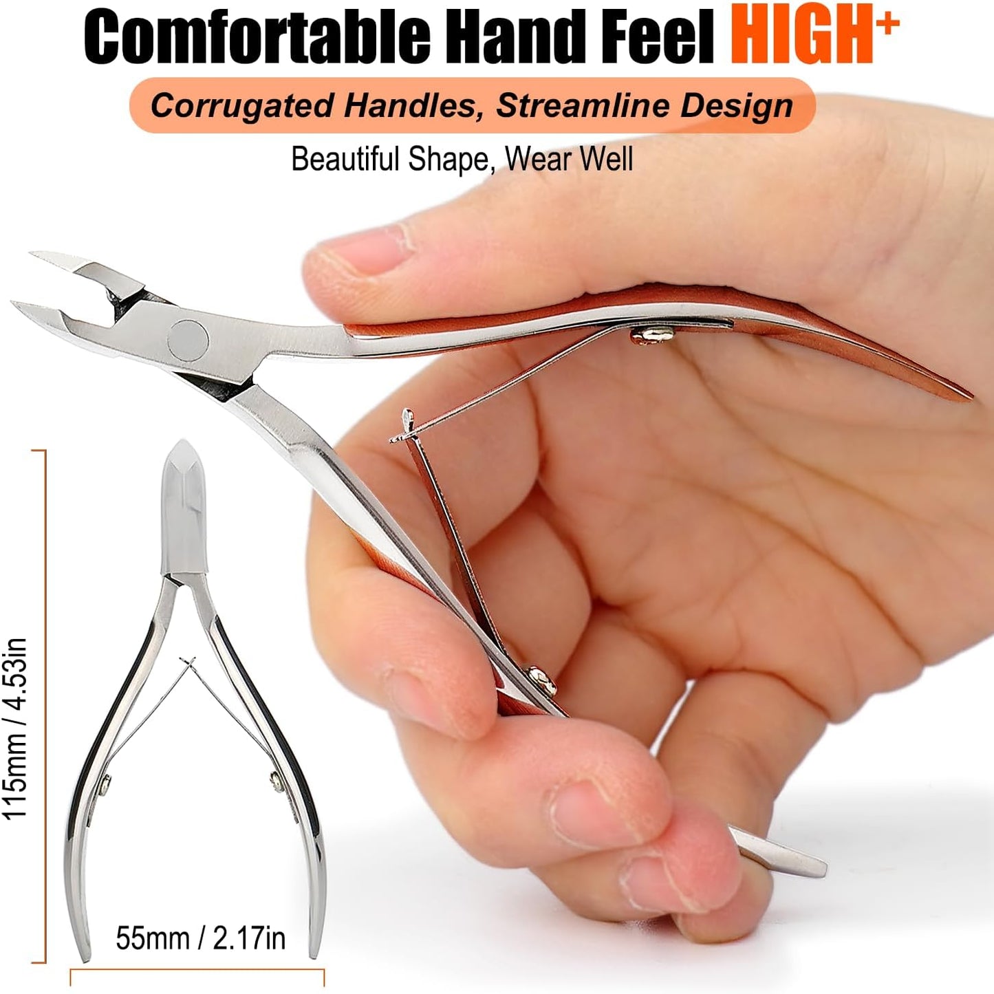 LePinko Professional Cuticle Trimmer with Cuticle Pusher, Super Labor-saving Dead Skin Nippers, Sharp Hangnail Remover for Fingernail Toenail, Pedicure Manicure Nail Care Tool for Women Men, 7mm Jaw
