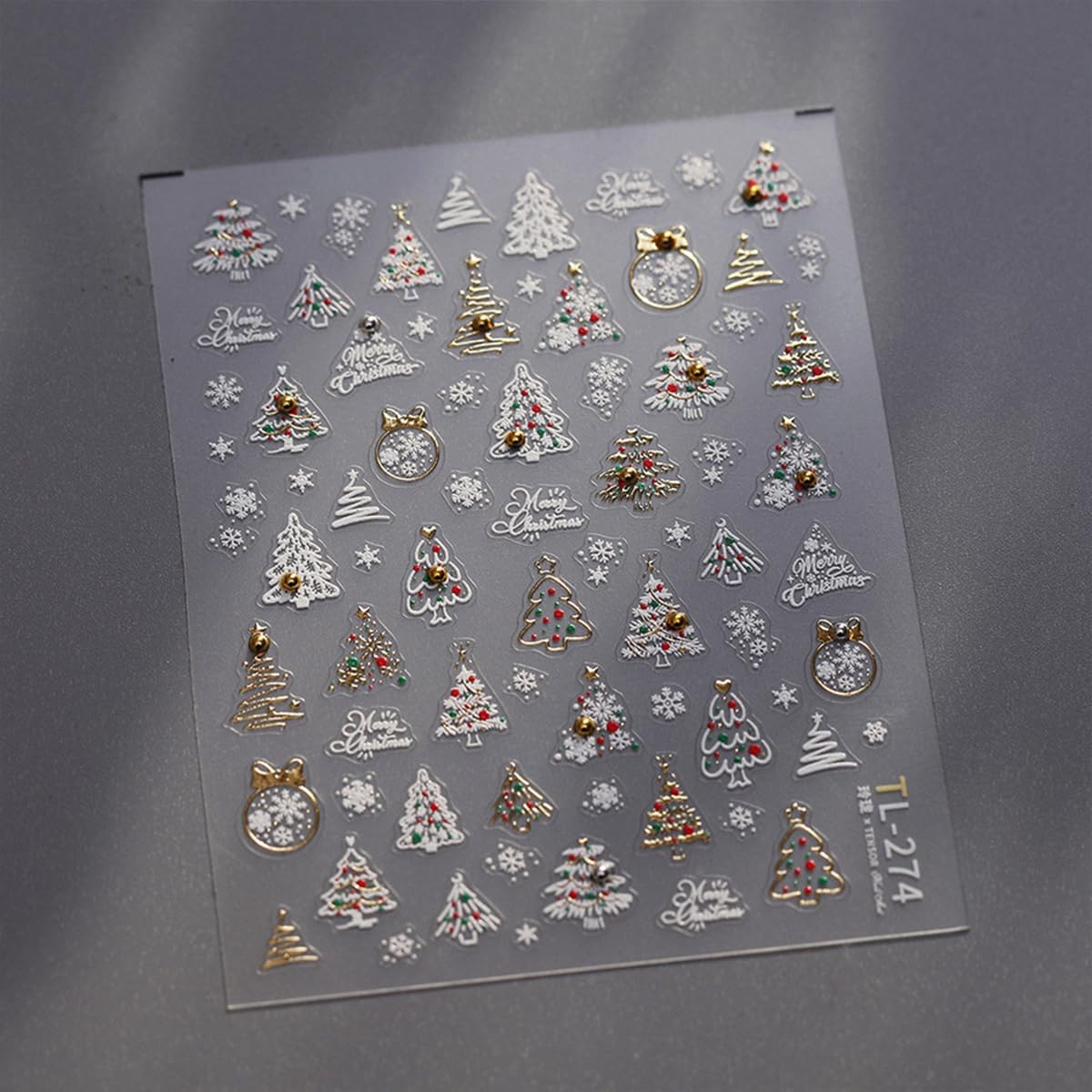 Christmas Nail Stickers 5D Embossed Xmas Tree Nail Decals with Rhinestones Snowflake Winter Nail Design Self-Adhesive Holiday Nail Art Decoration for Women Girls Nail Art Decoration