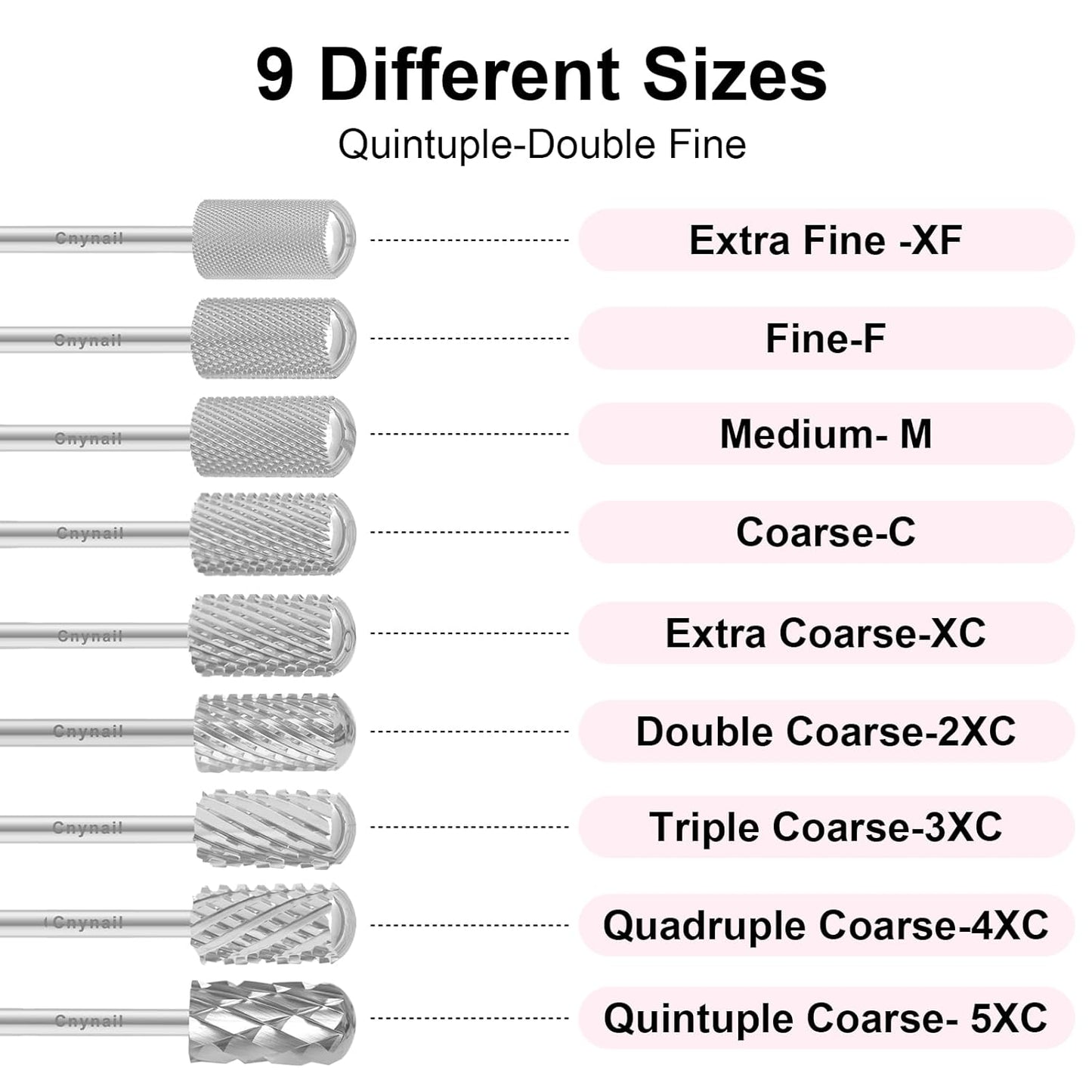 3/32" Large Barrel Smooth Round Top Tungsten Carbide Nail Drill Bit Safety Bit for Gel & Acrylic Removal, 2-Way Rotating Efile Tip, Salon Electric File Accessory (XF Grit, Silver)