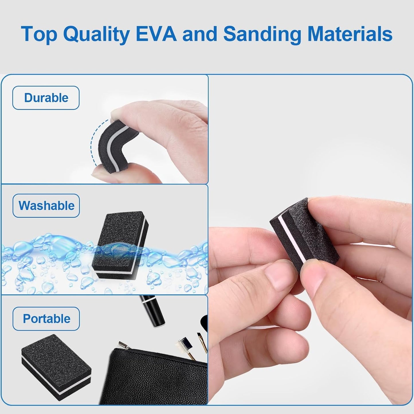 Nail Buffers (50 Pack), Mini Buffer Block Nail File for Acrylic Nails and Natural Nails, 100/180 Grit Nail Buffer Block Bulk Buffing Blocks for Nail Buff Professional Manicure File Blocks Set Black