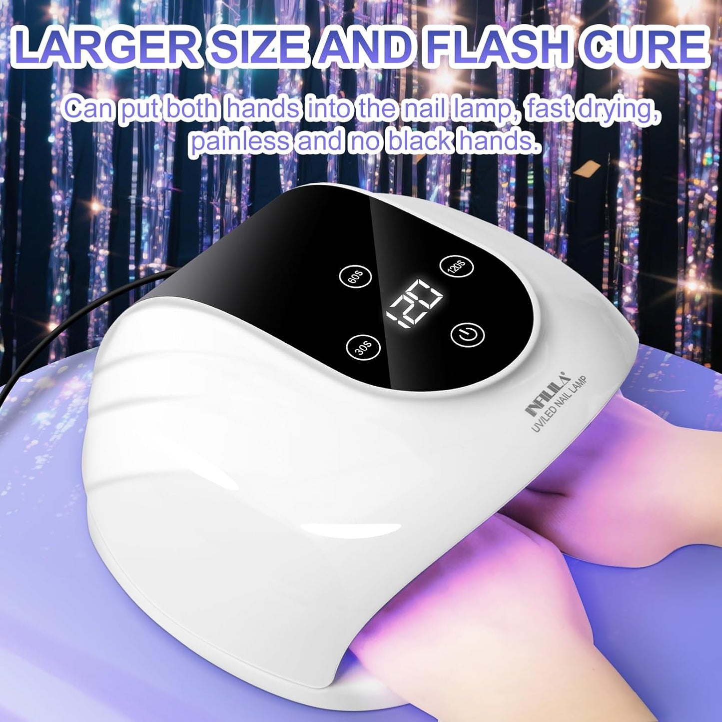 NXJ INFILILA 268W Gel Nail UV Light, Faster UV Light for Gel Nails, Professional Flash Cure Nail Dryer with 66Pcs Lamp Beads for Hands & Feet, Professional Quick Dry for Salon & Home
