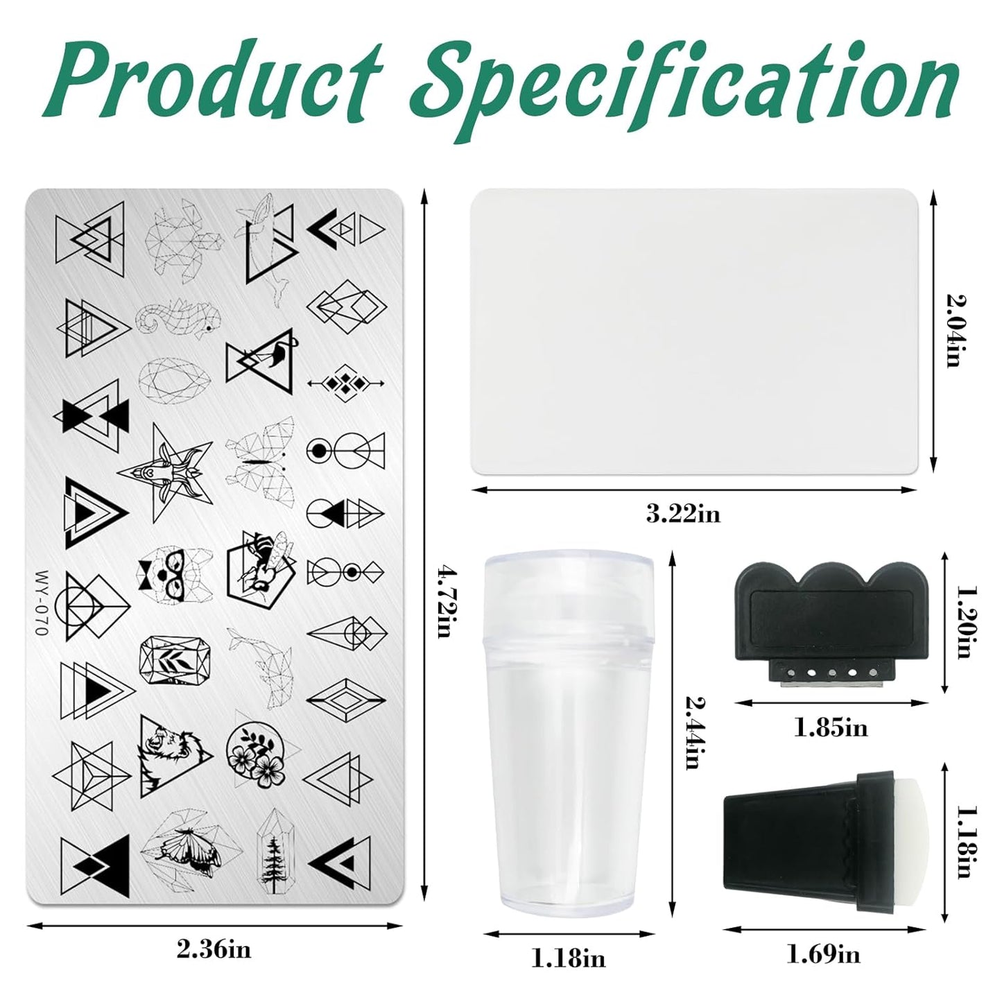 AddFavor Nail Stamping Plate Kit with Nail Stamp and Scraper, 6pcs Leaf Fruit Geometric Nail Stamper Kit for Home Salon Manicure Polish Print Stencils Design Tools