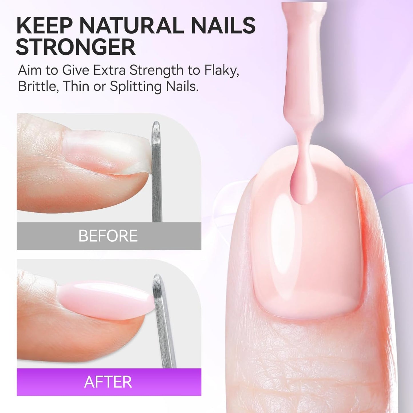 Gelike EC Pro Nail Glue & Strengthener: Nude 6-in-1 Nail Adhesive for Repair - Strengthening & Protein Repair - Perfect for Home & Salon Use 11544 - UV Needed