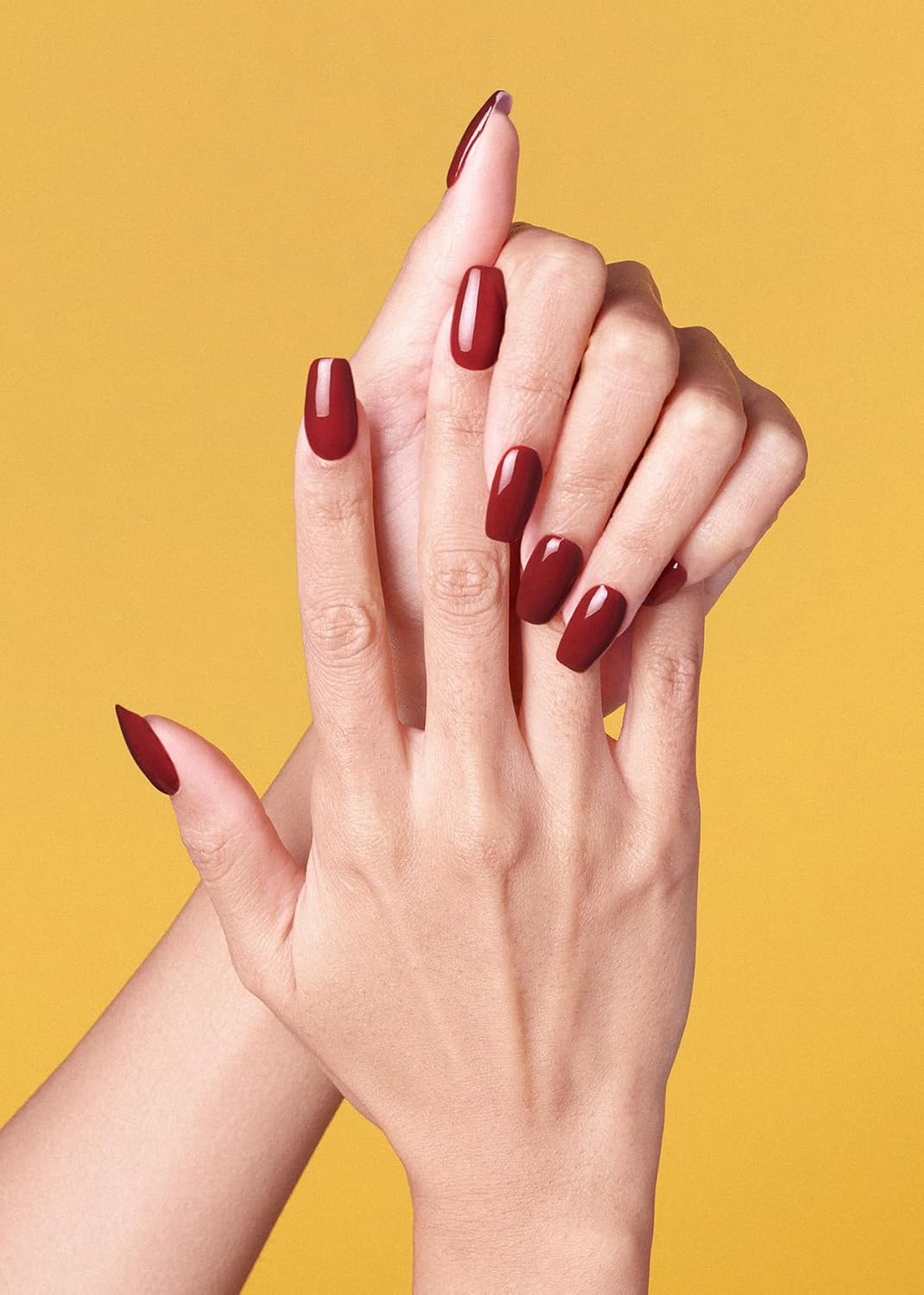 ohora Semi Cured Gel Nail Strips (N Chilly) - Red, Solid, Works with Any UV/LED Lamps, Salon-Quality, Long Lasting, Easy to Apply & Remove - Includes 2 Prep Pads, Nail File & Wooden Stick