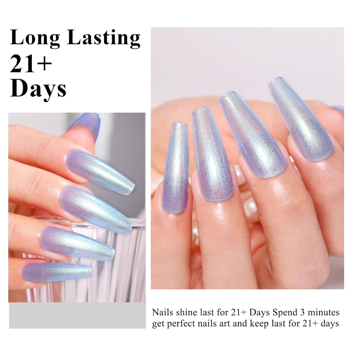 Imtiti Pearl Gel Nail Polish, 0.5 Fl Oz Sky Blue Shell Shimmer Nail Gel Polish Iridescent Glitter Nail Polish Gel Spring Summer Pearlescent Shell Blue Gel Polish Soak Off UV Led For Manicure Salon