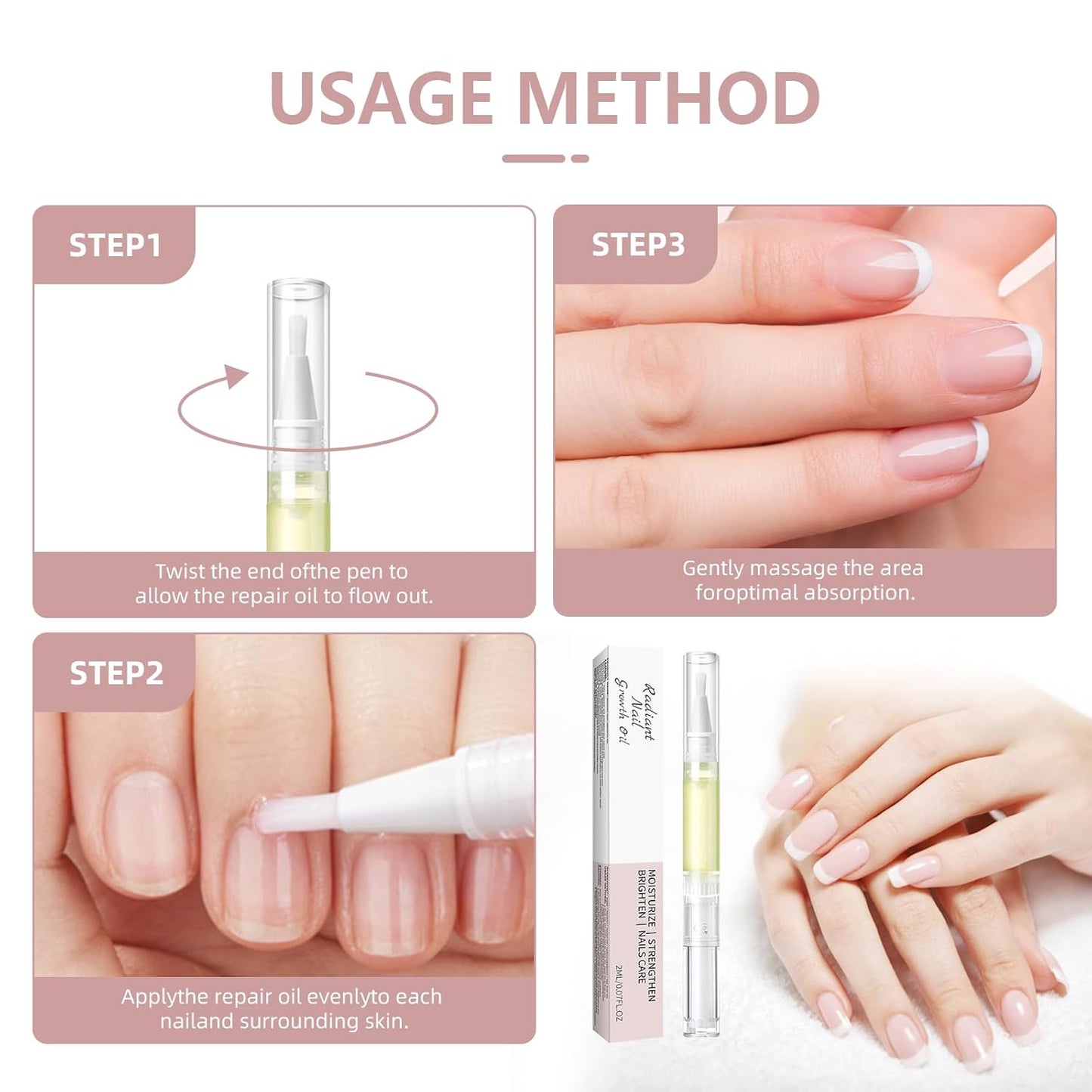 Cuticle Oil Pen， Nail Growth and Strengthener，Nail Growth Oil，Nail Hardener for Damaged nails (1PC)