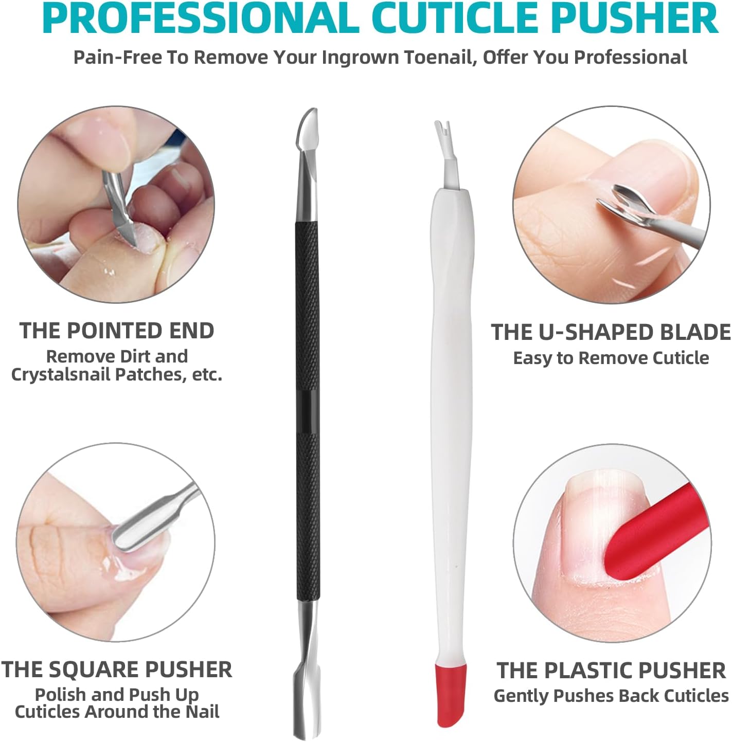 Cuticle Trimmer with Cuticle Pusher, RONAVO Cuticle Remover Stainless Steel Professional Cuticle Nipper, Durable Pedicure Manicure Tools (Matte Black)