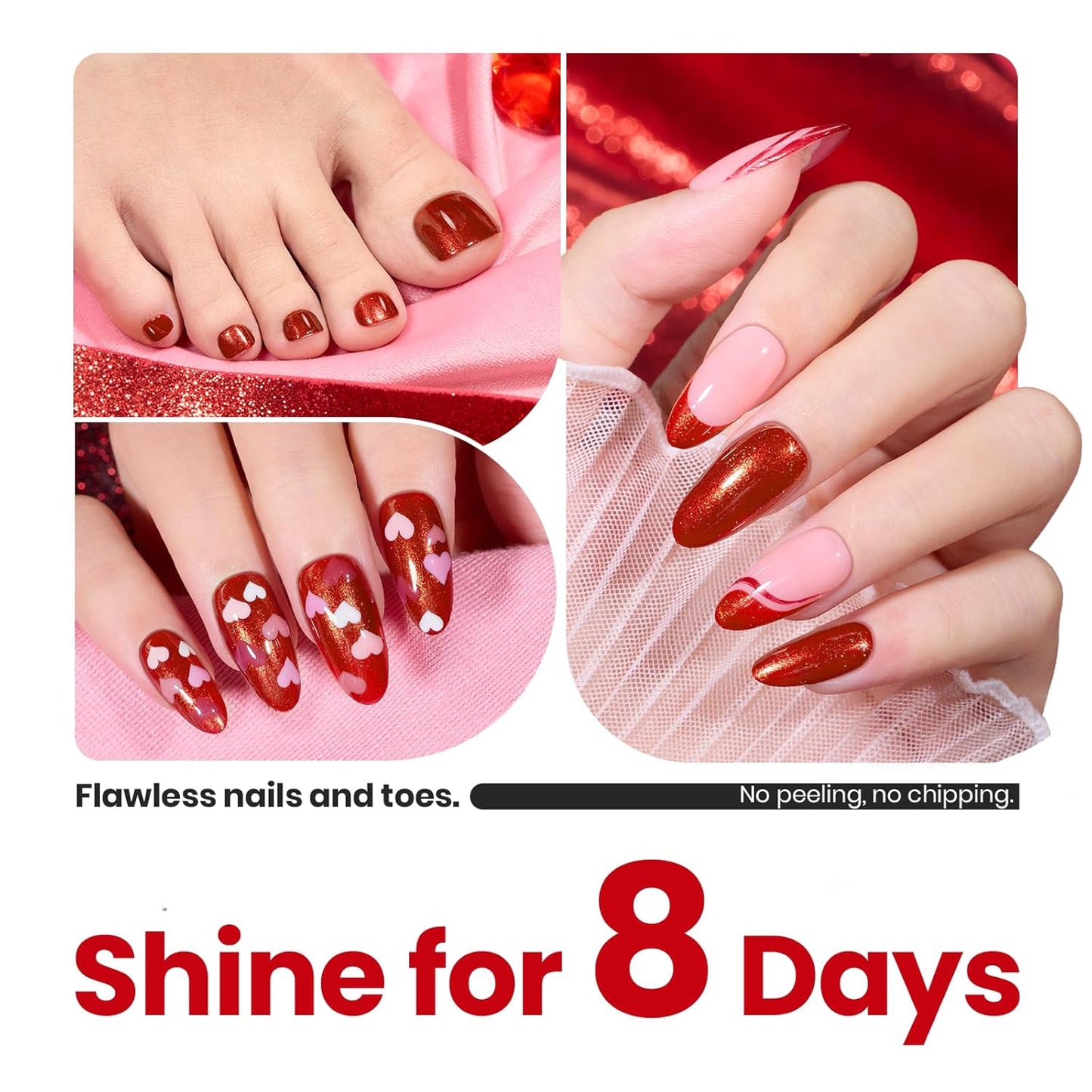 Beetles Red Nail Polish 15ml, Gifts Glitter Bright Orange Gorgeous Quick-Dry Glossy Nail Polish Crimson Heartbeat for Fingernail Toenail Manicure Nail Christmas Salon-Quality Results