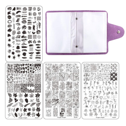 4PCS XL Nail Art Stamp Plates with Stamping Image Plates Collection Manicure Tools Plate Organizers XL07-10