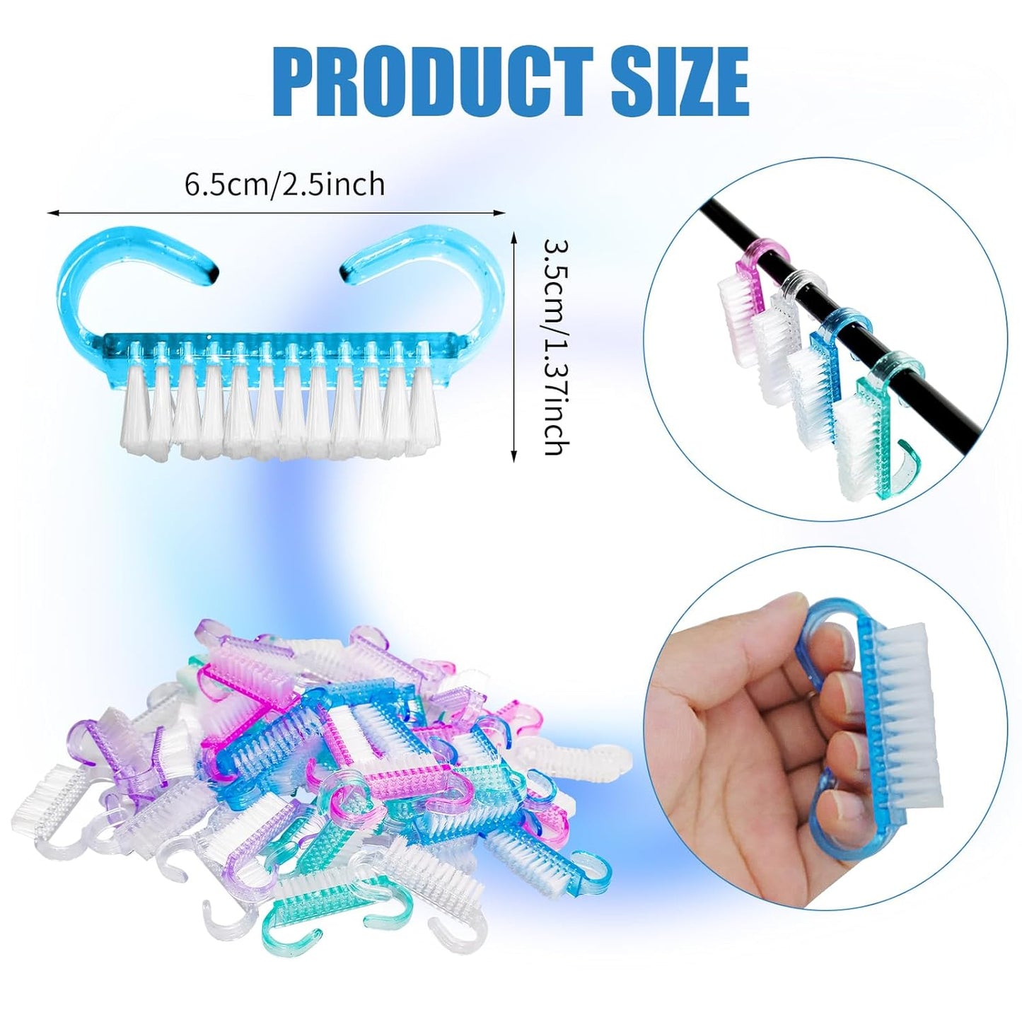 420 Pcs Handle Grip Nail Brush Bulk 5 Colors Nail Scrub Brush Pedicure Scrubbing Tool for Men and Women for Cleaner Nails and Toes