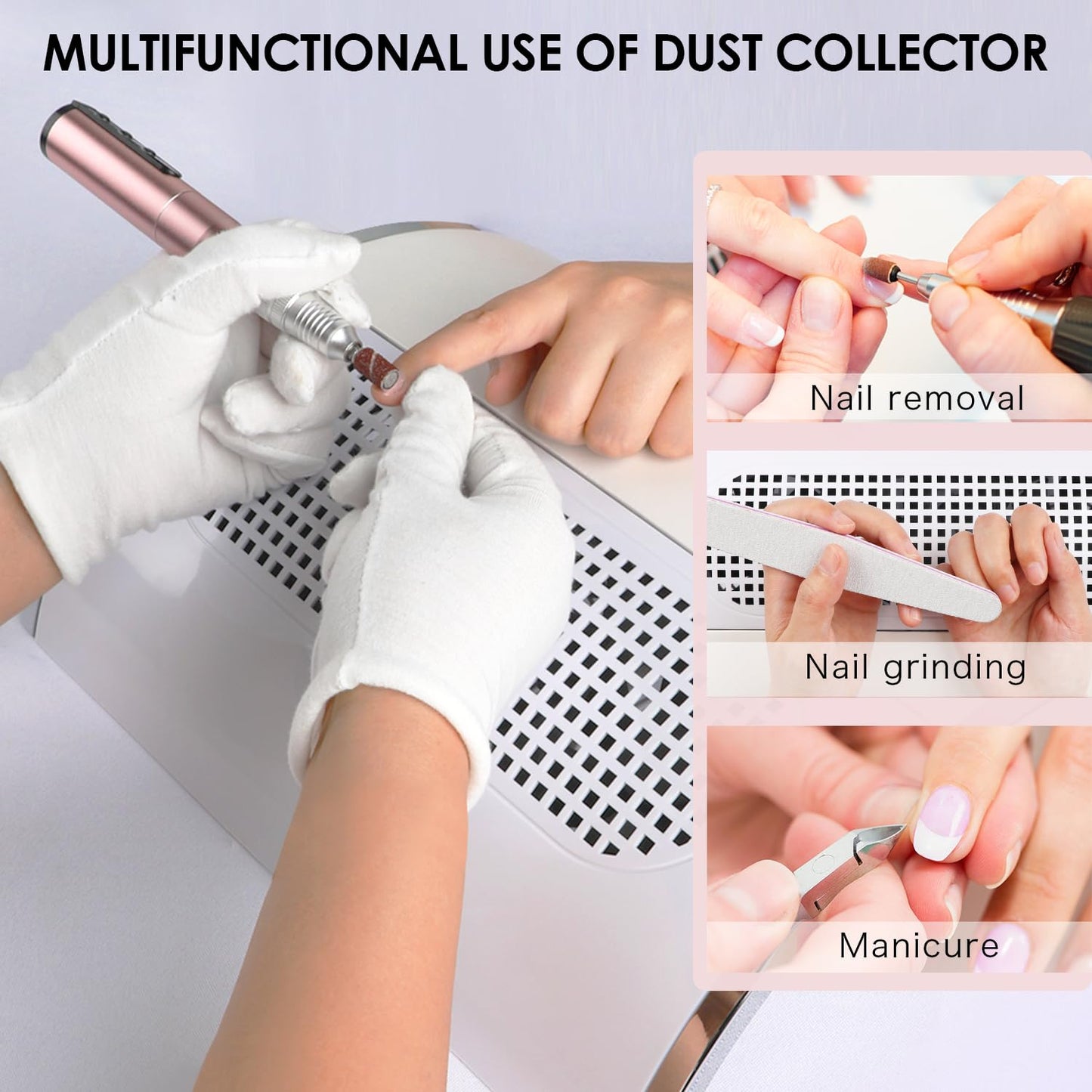 Nail Dust Collector Powerful Nail Vacuum Dust Collector, 40W Nail Dust Vacuum Cleaner Dust Extractor for Poly Nail, Acrylic Fan Vacuums Dust Suction Machine Manicure Dust Collector for Nails