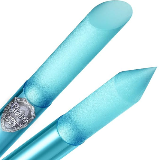 Glass Cuticle Pusher by GLADZY - Manicure Stick, Genuine Czech Quality, Professional Precision Filing Cuticle Remover, Abrasive Surface Never Wears Out
