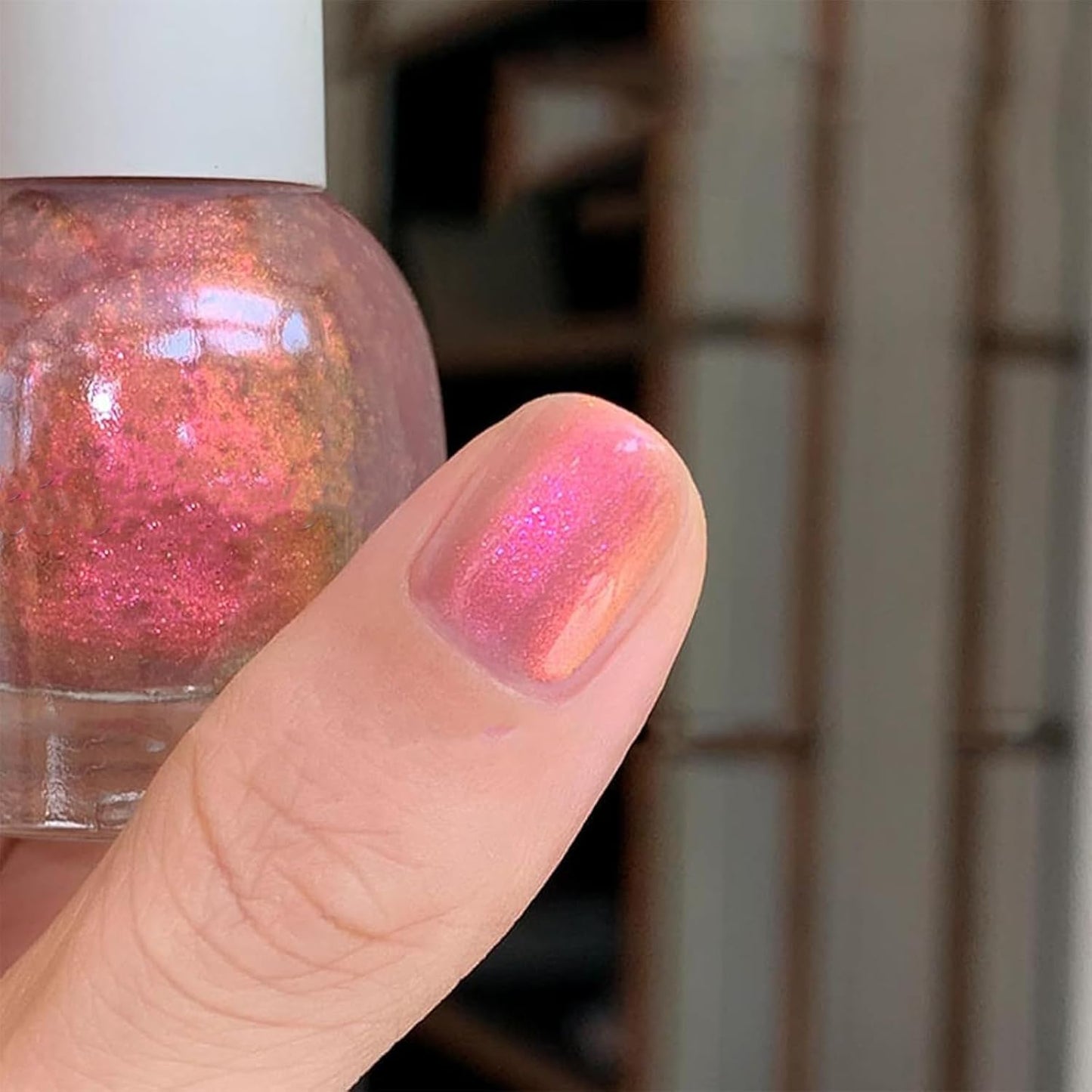 COSMOO SunSet Shimmer Air Dry Nail Polish, Shimmer Iridescent Quick Dry Nail Lacquer for Nail Art Varnish-10ml