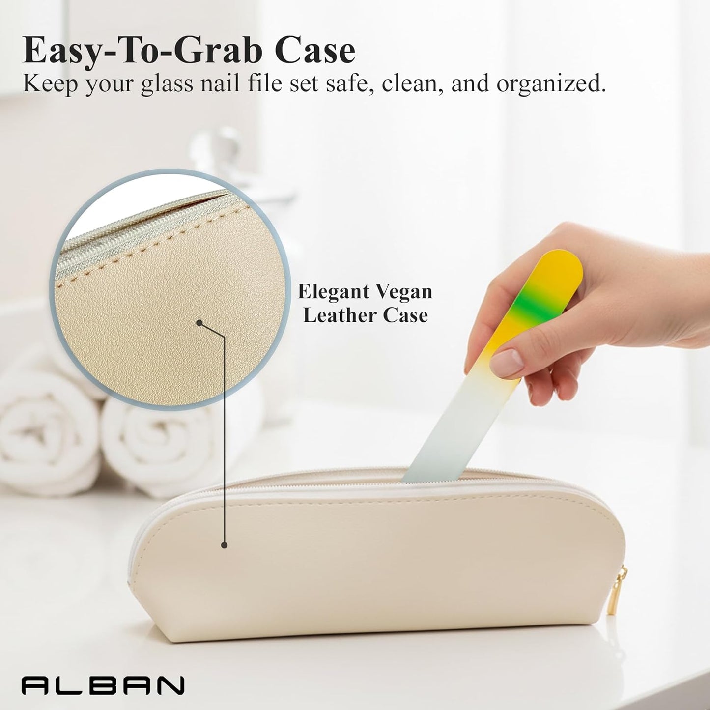 Alban Czech Glass Nail File Parent (Yellow & Green & Green Manicure, 5, Count, 180/240 Grit)