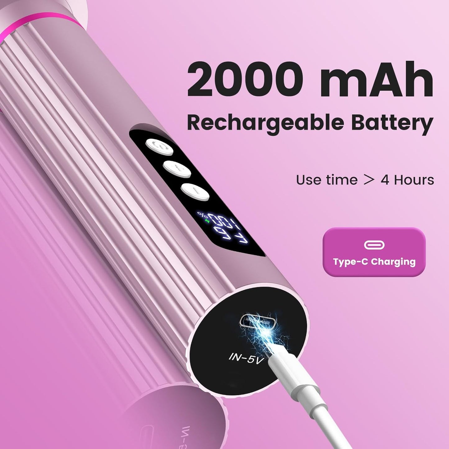 2 in 1 Foot File & Nail Drill, Rechargeable Electric Foot Callus Remover with 9 Adjustable Settings, Digital Display Screen Electric Callus Remover for Feet, Foot Scrubber for Women Men (Light Pink)