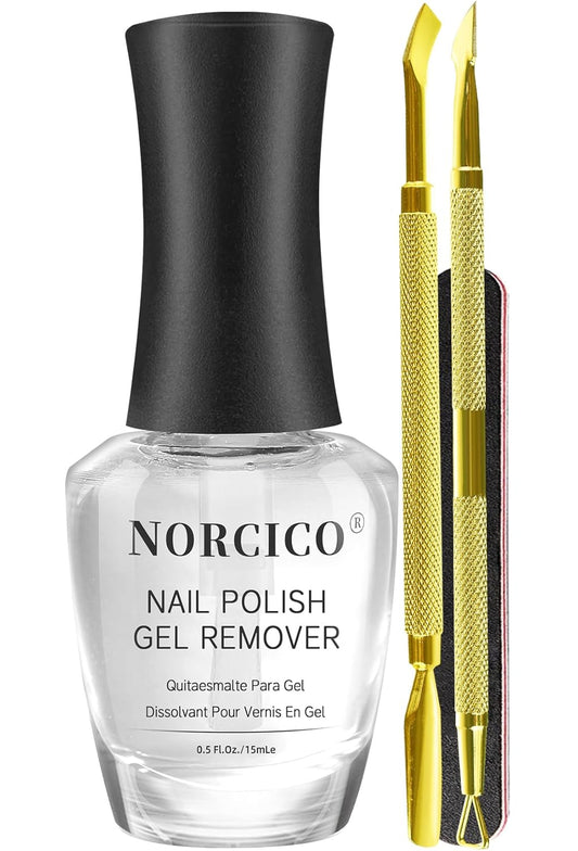Gel Polish Remover Kit for Gel & Shellac Nails – 2-5-Minutes Fast Removal, No Soak Needed with Cuticle Pusher | Acetone-free Gel Remover for Nails, Travel-Friendly & Pro-Grade, At-home Salon Use