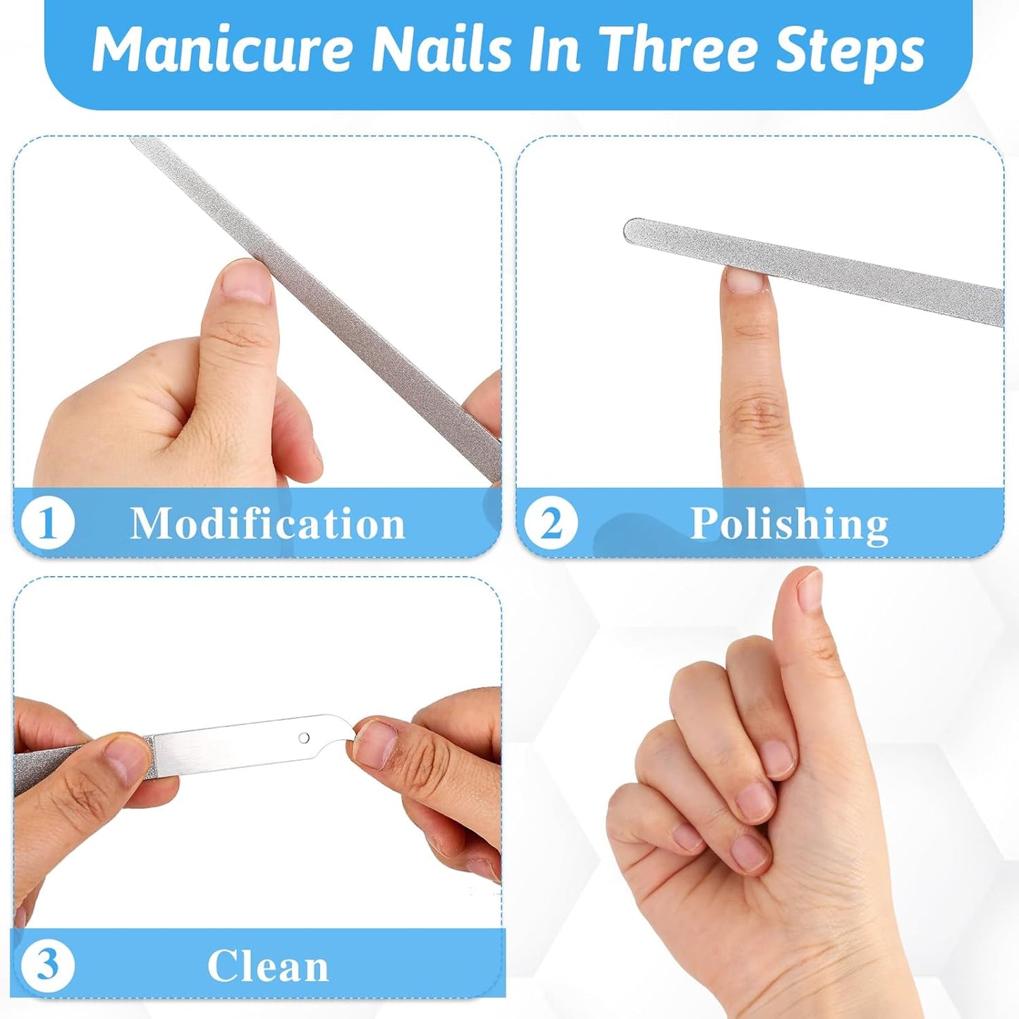 Diamond Dust Nail File Metal Nail File 6 Inch Dust Nail File Diamond Dust Nail Files for Natural Nails Stainless Steel Fingernail Files with Pointed Tip for Manicure, Pedicure(2 PCS)