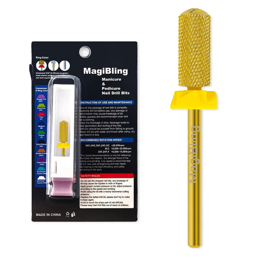 Small Barrel Nail Drill Bits Round Top, 3/32'' Safety Tungsten Carbide Bits, Two-way Rotation, Suitable for Manicure Pedicure Cuticle Gel Polishing, Technicians Bits, Grit: Extra Fine