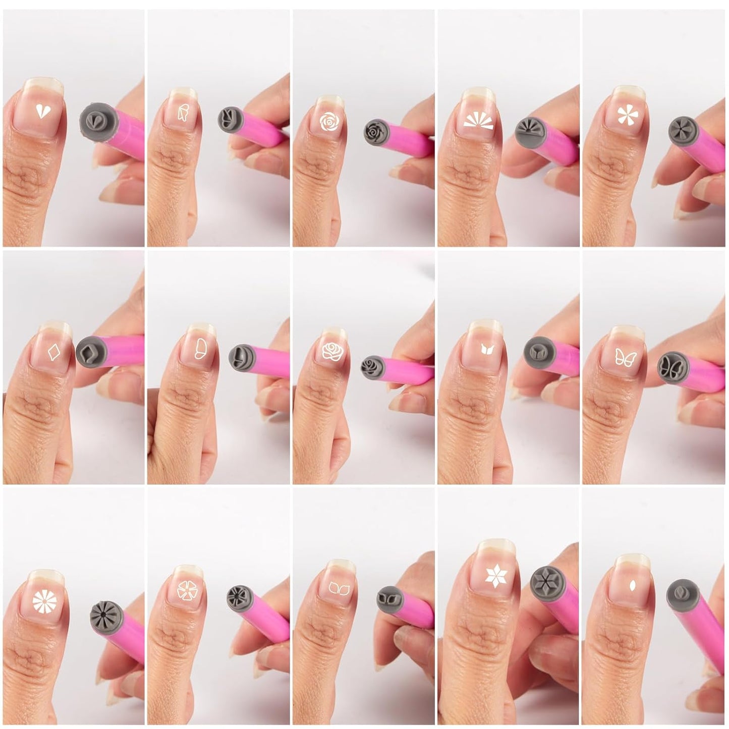 WOKOTO 15pcs Nail Art Stamp Pen Set, Flower Butterfly Leaf Nail Stamper Tools For Women Various Pattern Nail Stamping Pens, Nail Design Stamp Ideal Nail Accessories For Home DIY Stamper Nails Kit