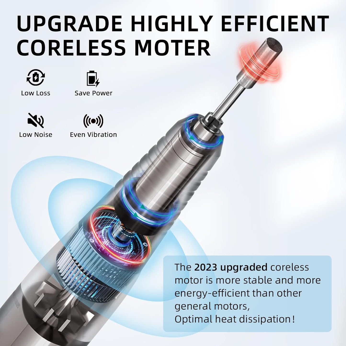 SAVILAND Electric Nail Drill 35000RPM: High Speed Portable Nail Drill Machine Nail File with Ceramic Corn Bit USB Rechargeable for Acrylic Gel Nails Removal Manicure Pedicure Kit for Home Salon White