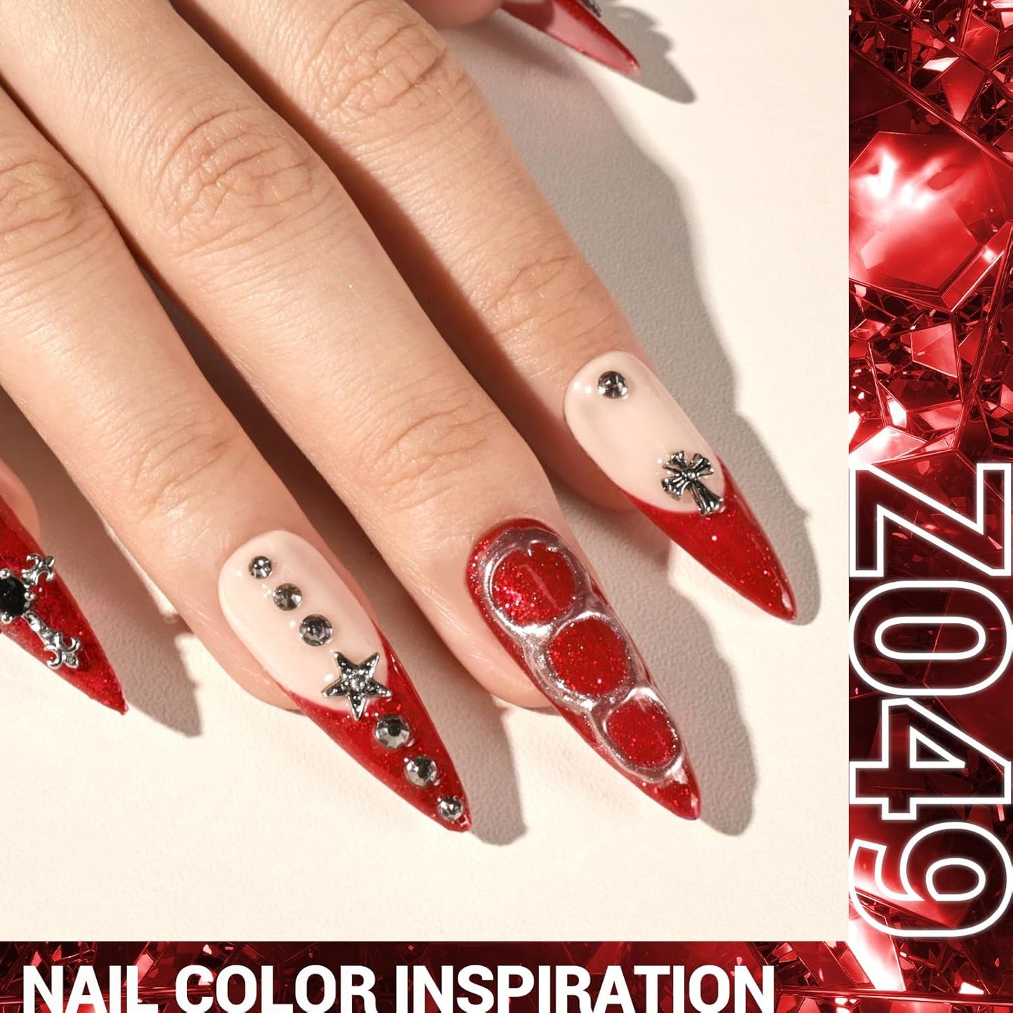 MelodySusie Red Glitter Gel Nail Polish,0.5fl oz Soak Off UV LED Sparkle Red Glitter Gel Polish Nail Art Manicure Salon DIY Nail Design Decoration at Home Christmas Gift for Women-z049