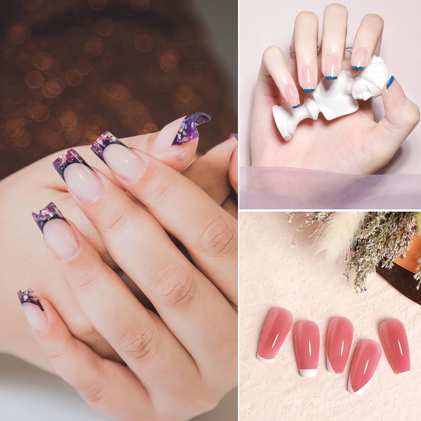 French Tip Tool Nail Stamp Silicone French Tip Nail Stamp Kit Clear Nail Art Stamper Nail Stamping with Scrapers and Nail Art Brushes for French Manicure Home DIY Salon