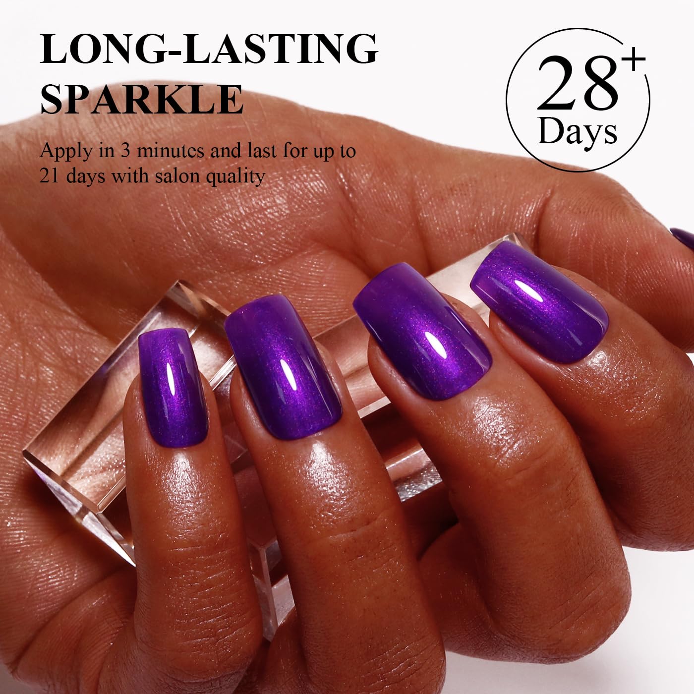 Imtiti Pearl Gel Nail Polish, 0.5 Fl Oz Dark Purple Glitter Gel Polish Shimmer Nail Gel Polish Sparkle Soak Off UV LED for Home DIY Nail Art Manicure Salon