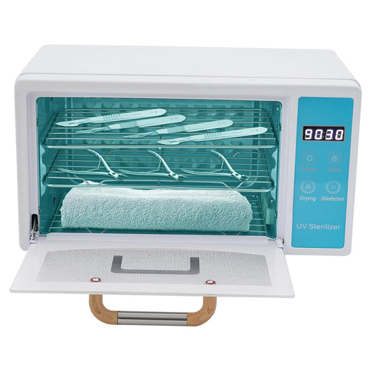 Nail Tool Cleaning Machine, 10L Multi-Functional Nail Cleaner Box with Adjustable Tiers & LED Display UV Light NailTools Cleaning Machine for Home Use, Barbers, Beauty Salons, and Spas (Blue)