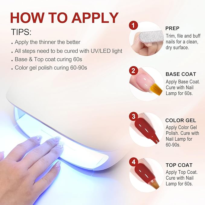 VENALISA 10 ML Pink Gel Nail Polish Set with DIY Nail tips Kit, 5 Pcs Baby Pink Light Nude Gel Polish Color High Gloss Soak Off U V Nail Manicure Salon DIY