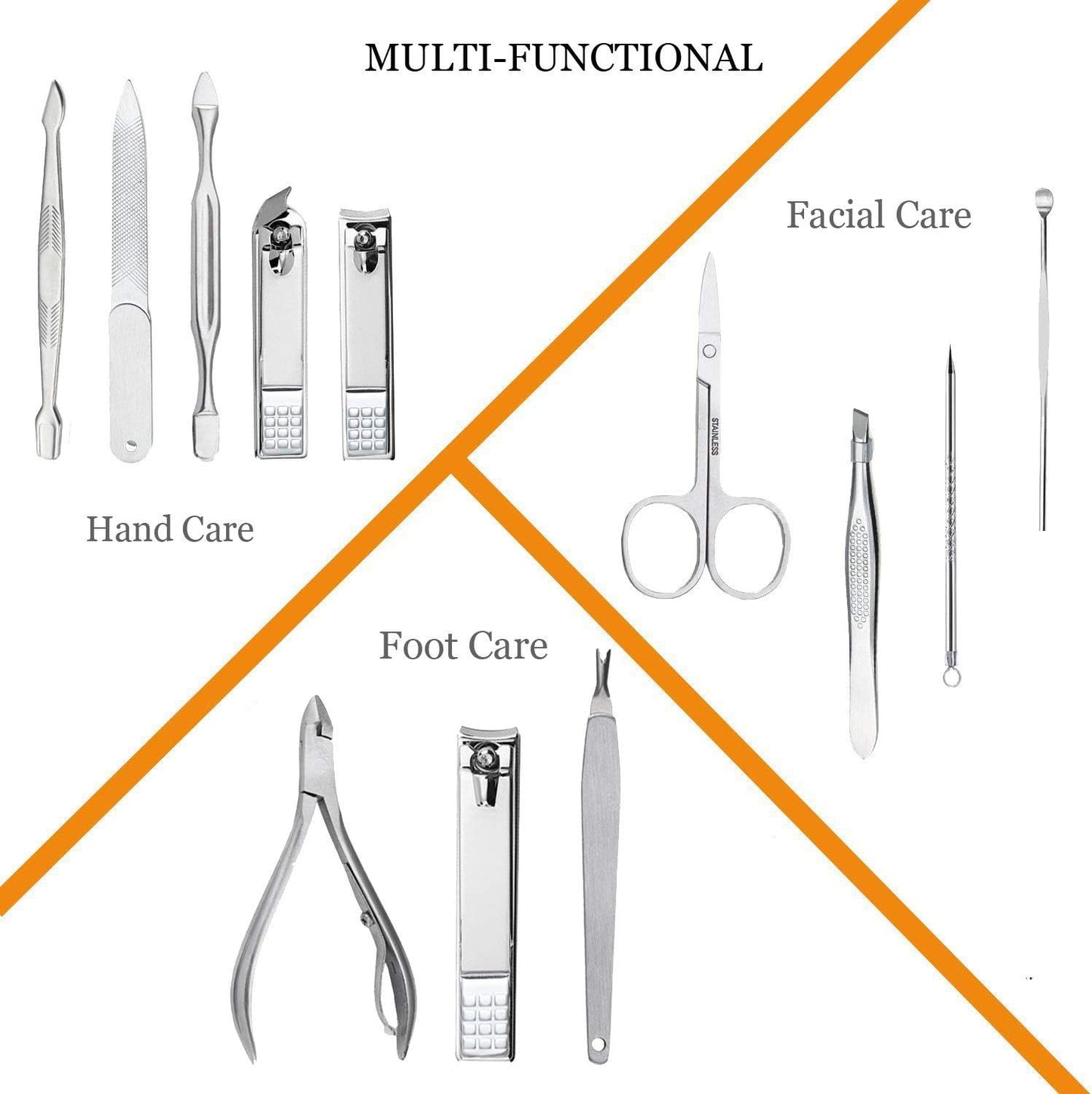 Manicure Set Professional Nail Clippers Kit Pedicure Care Tools- Stainless Steel Grooming Kit 12Pcs for Travel or Home (Rose Gold)