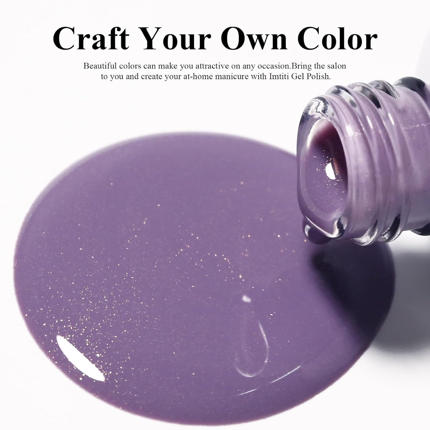 Imtiti Glitter Gel Nail Polish, 0.5 Fl Oz Nude Purple Glitter Gel Polish Soak Off LED U V Gold Shimmer Sparkle Nail Gel Polish DIY Nail Art Starter Manicure Salon Gel Nail Polish Kit