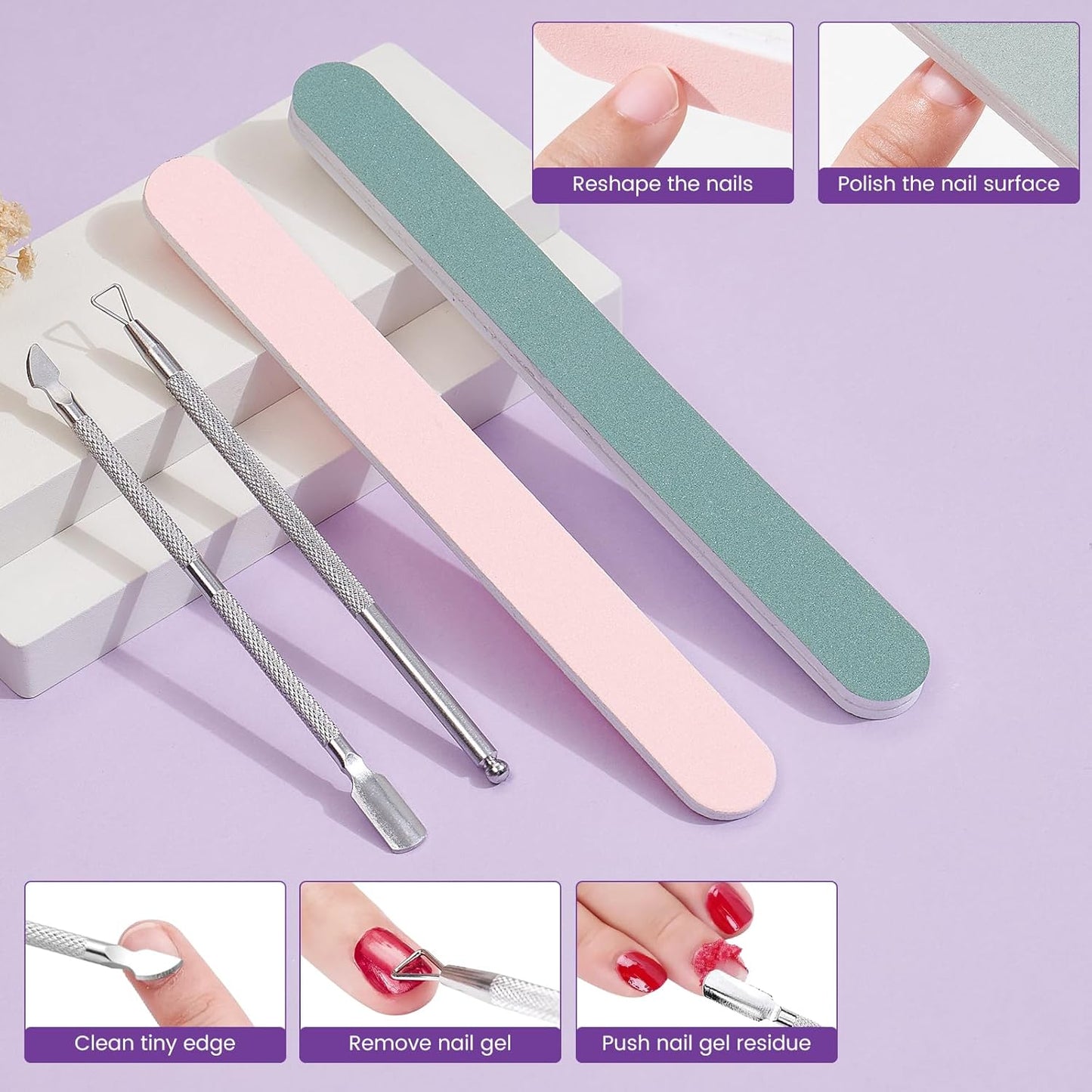 Dual Nail Soaking Bowl Acetone Proof: Soak Off Gel Nail Polish Dip Powder Remover Bowl- Cut the Soaking Time in Half Manicure Bowl for Salon Home (D2-Purple)