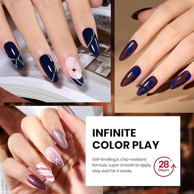 Beetles Gel Nail Polish Set Manhattan Collection 20 Colors Burgundy Red Brown Gold Champagne Glitter Fall Gel Polish Soak Off UV Glossy & Matte Top Base Coat Manhattan Collection Gifts for Women