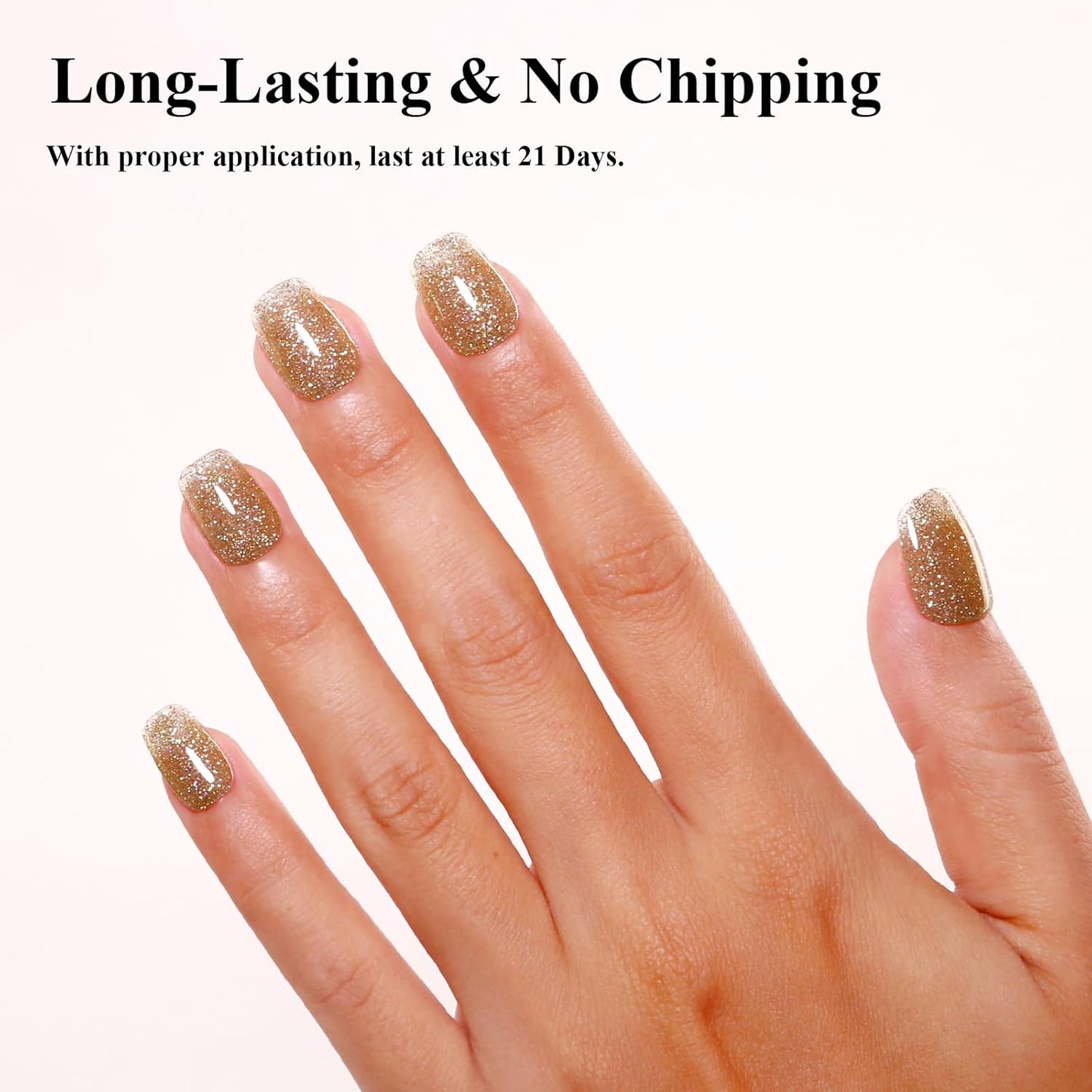 Imtiti Champagne Gold Glitter Gel Polish, LED U V Soak Off Shimmer Sparkle Nail Gel Polish DIY Nail Art Starter Kit for Women Girls 10ML