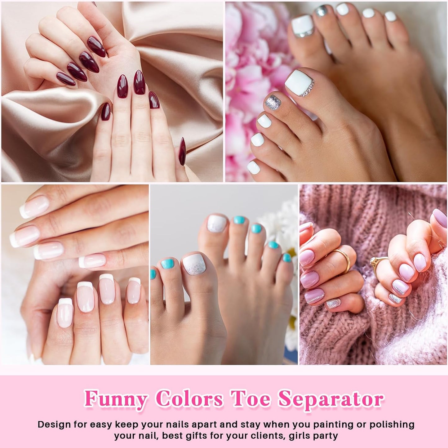Mumufy 500 Pcs (250 Pairs) Sponge Toe Separators Pedicure Tool Kit Soft Toe Spacers for Pedicures Spreaders Finger Dividers for Women Men Feet Nail Manicure Toenails Art Painting Polish Spa(White)