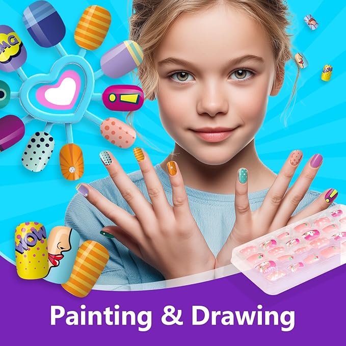 Kids Nail Polish Set for Girls - Girl Gift - Nail Kit for Kids Ages 7-12, Non-Toxic Nail Polish Set with Nail Dryer, Girl stuff for Spa Makeup Manicures, Birthday Gifts for Girls Toy 6 7 8-12
