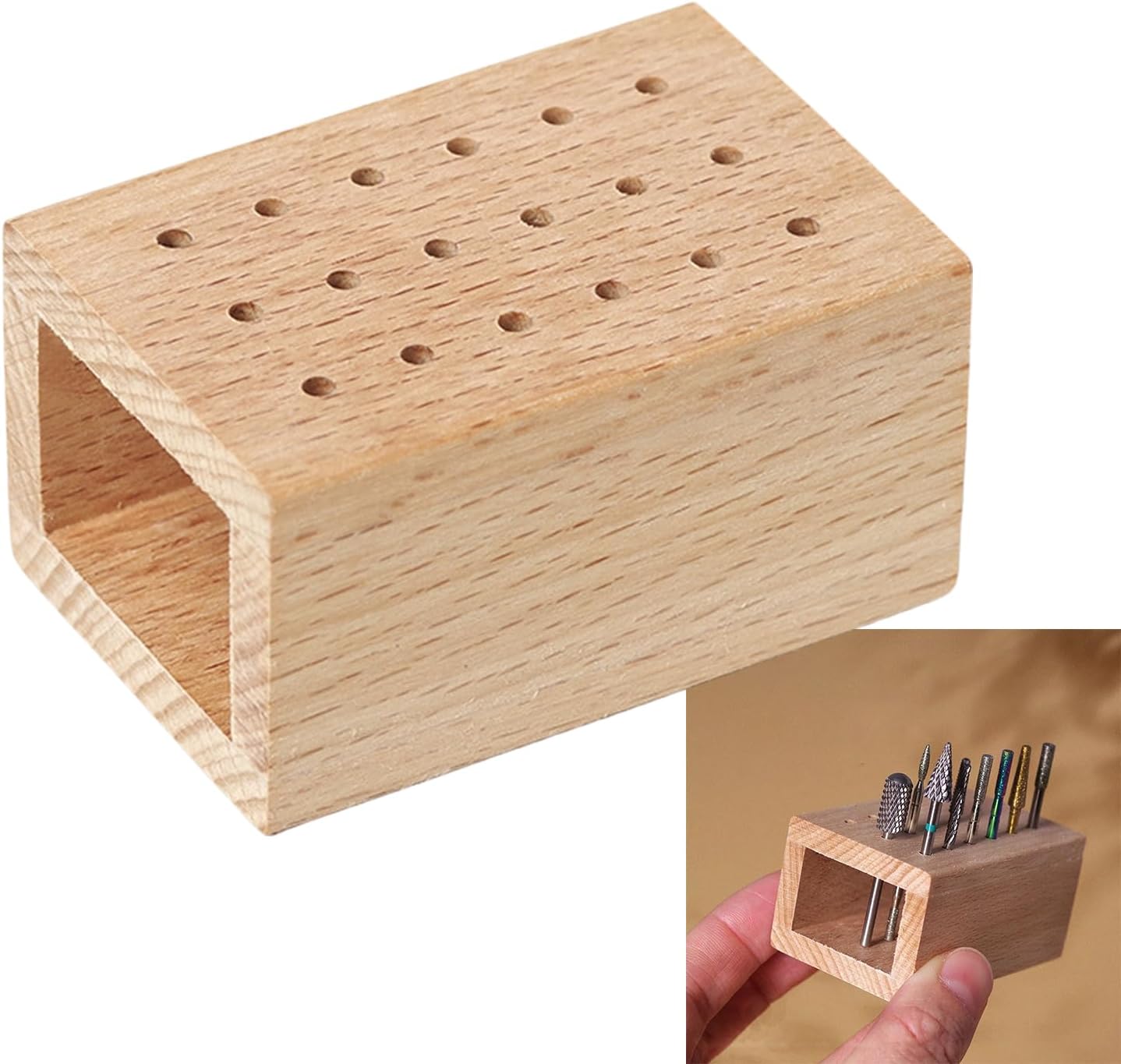 Wooden Nails Drill Grinding Bit Holder Professional Nails Polish Head Storage Display Stand Nails Drill Bits Organizers
