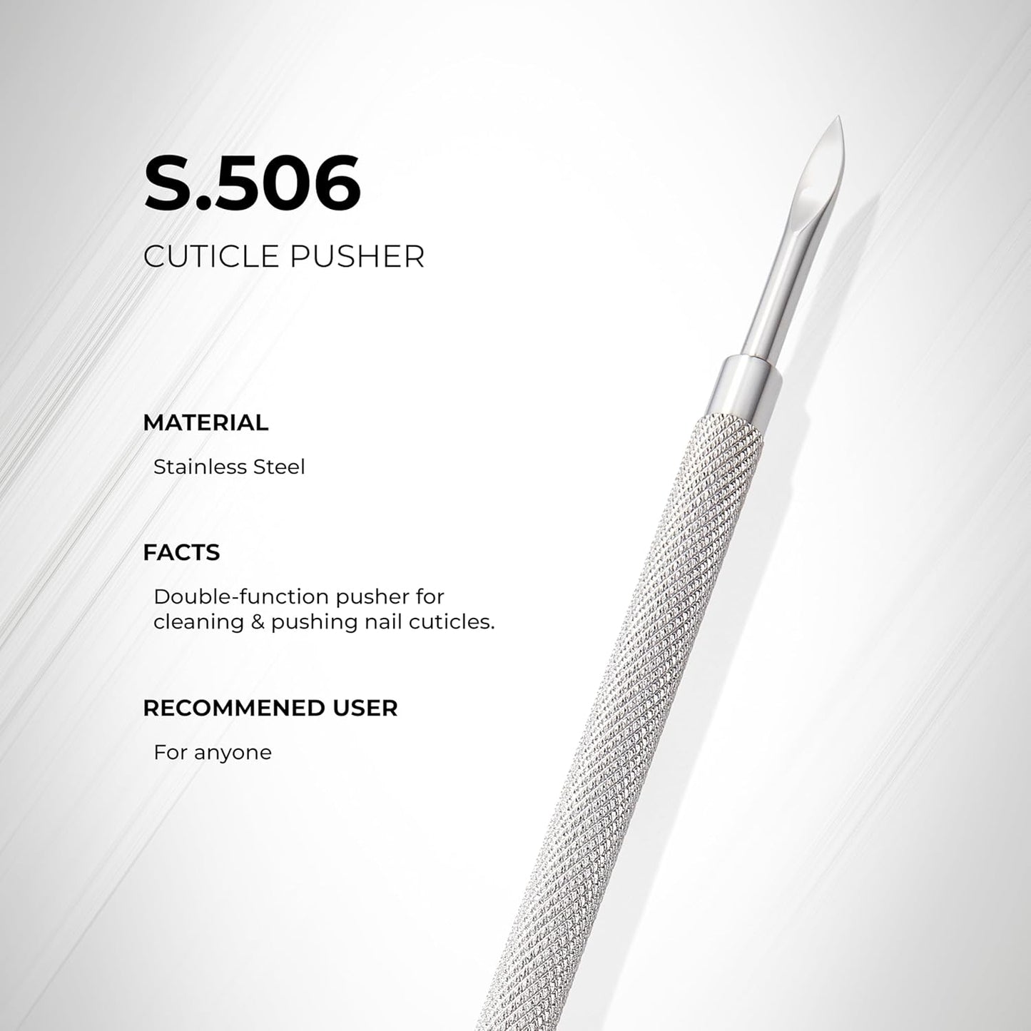 NGHIA Pusher - S-506 (Stainless Steel) | Double–Ended Nail Cleaner and Spoon Pusher | Premium Quality for Nail Care | Ergonomic Design | Suitable for Professional & Home Use