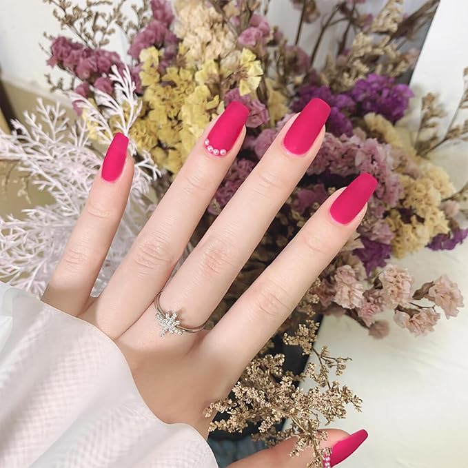 12ml Hot Pink Matte Nail Polish, Quick Dry Nail Lacquer for Nail Art Varnish, Mist Effect Matte Finish Velvet Nail Polish, 0.41 fl oz (Hot Pink, 0.41 fl oz)