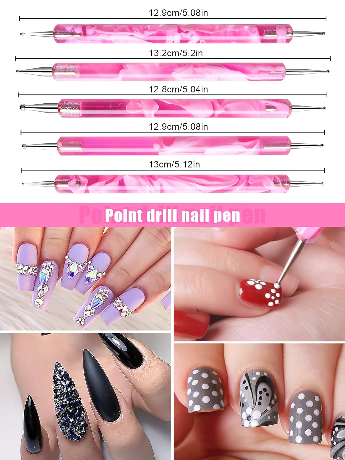 19 Pcs Pink Acrylic Nail Art Brush Set, TOROKOM UV Gel Nail Brushes for Nail Art Tips Nail Polish Builder Brush Nail Painting Brush with Nail Dotting Tool Nail Art Dust Remover Brushes for Nail Salon